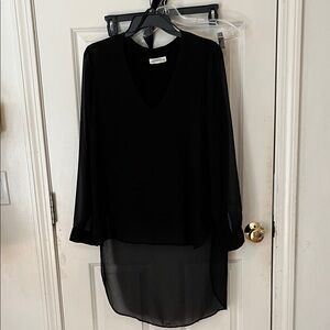 Zara woman size large black semi sheer v- neck tunic